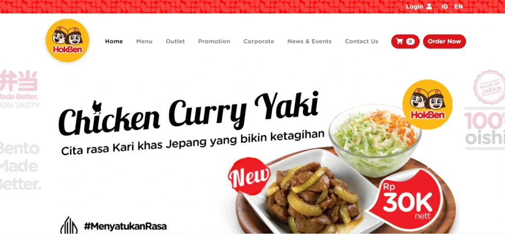 Landing page makanan hokben