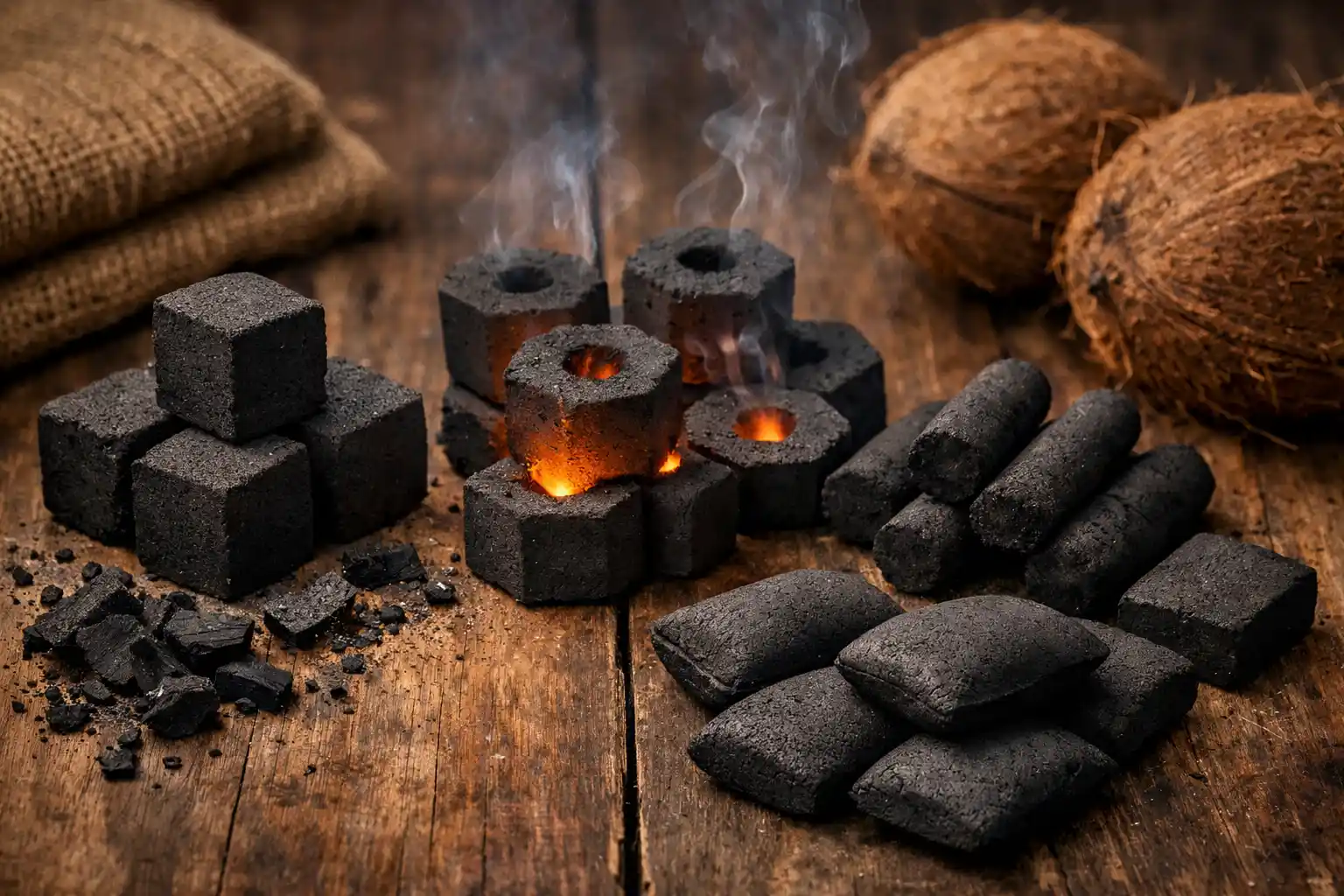 kinds of coconut charcoal briquettes