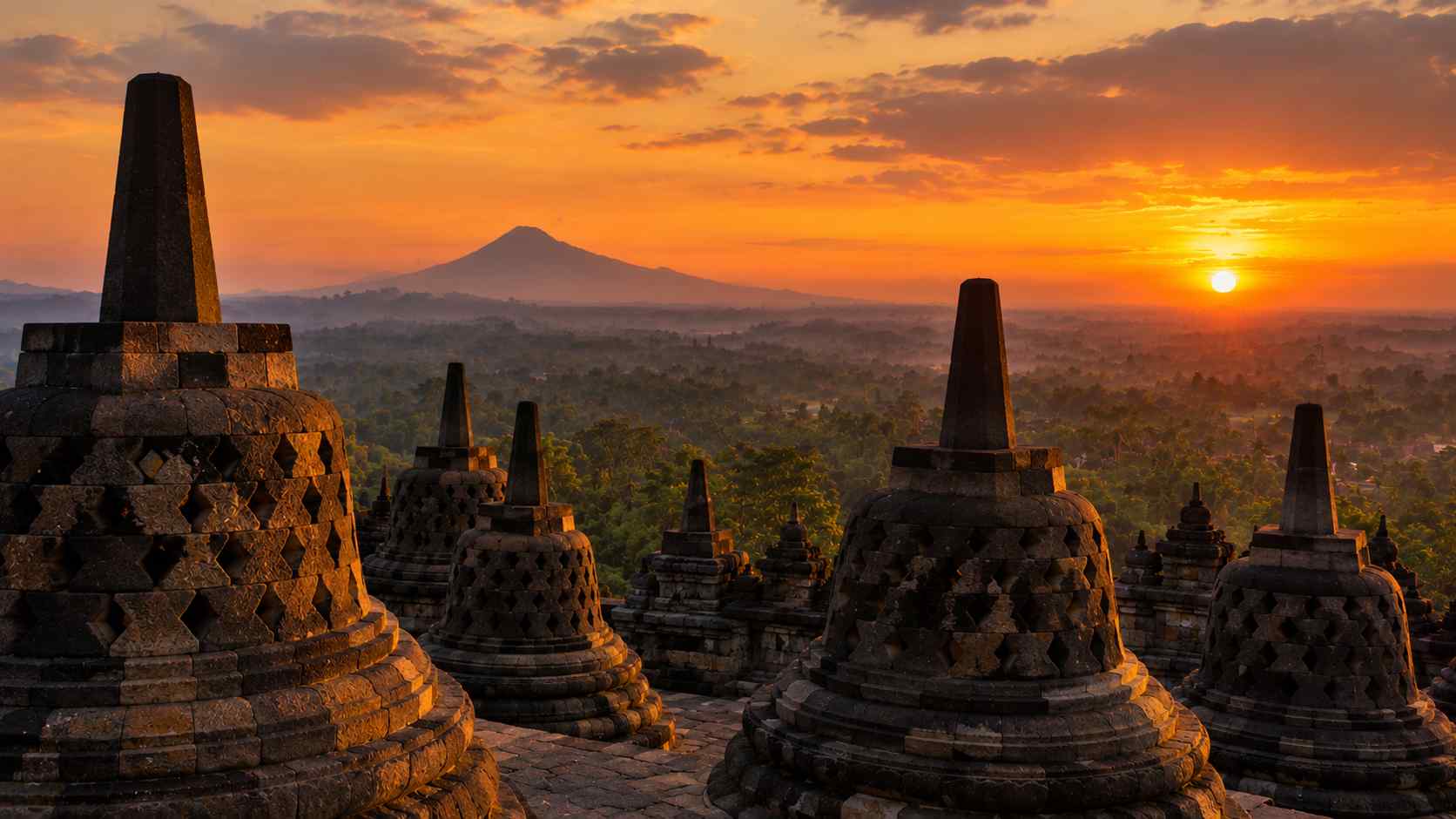 Borobudur sunset time