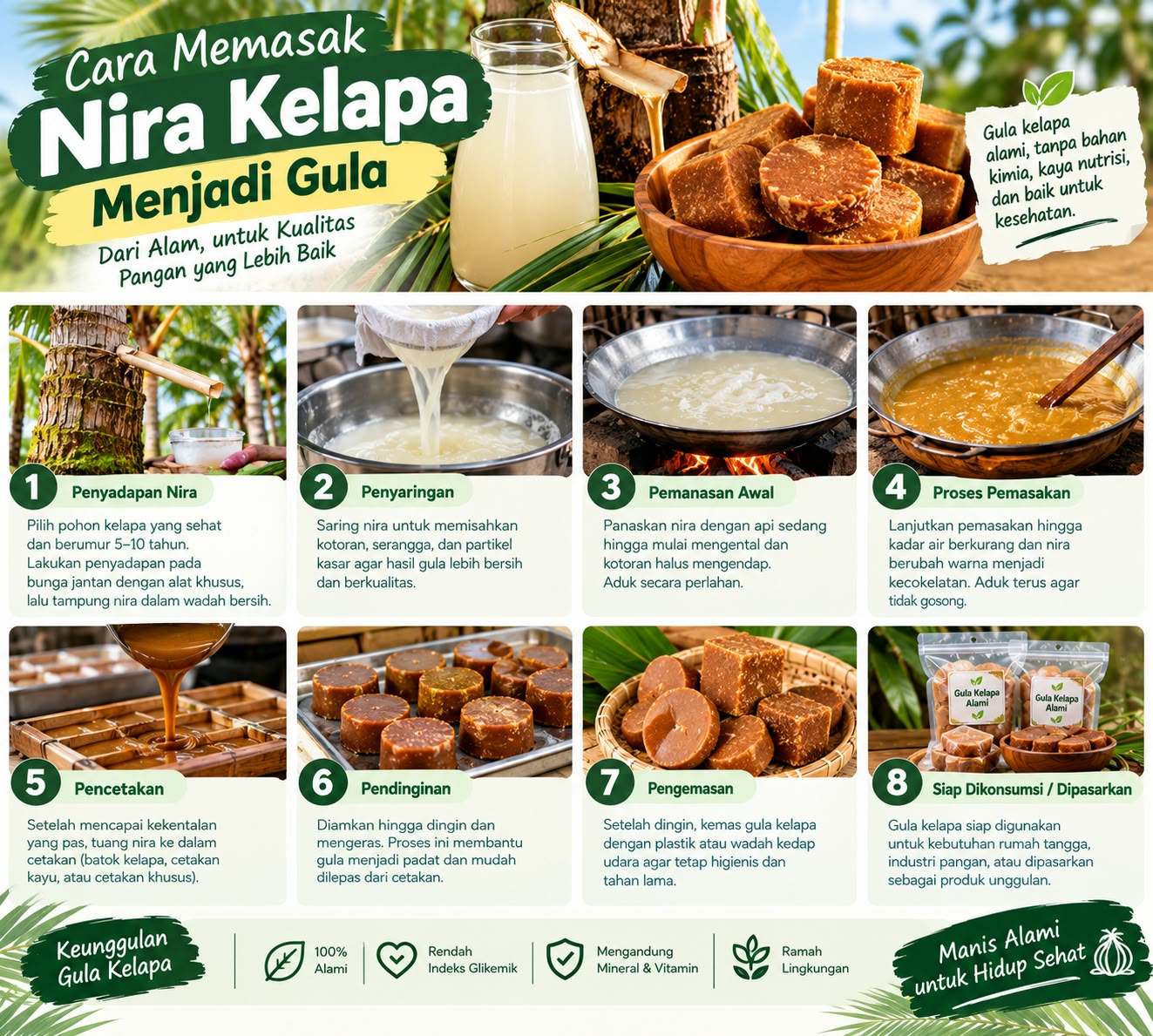 cara memasak nira kelapa menjadi gula
